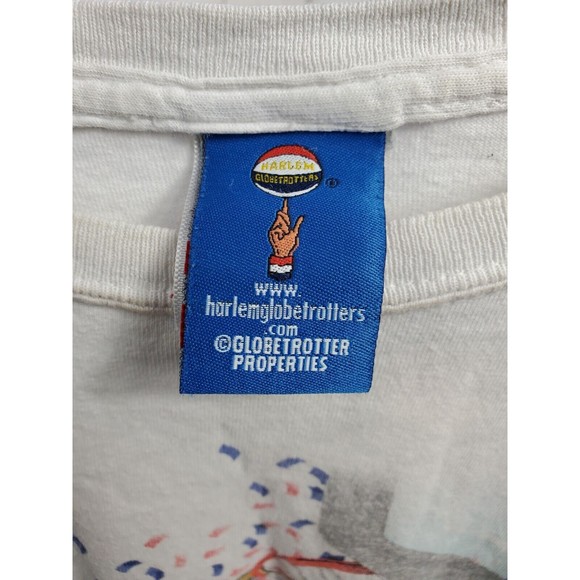 Harlem Globetrotters World Tour Shirt Size Large White Basketball Show Game VTG - Picture 8 of 10